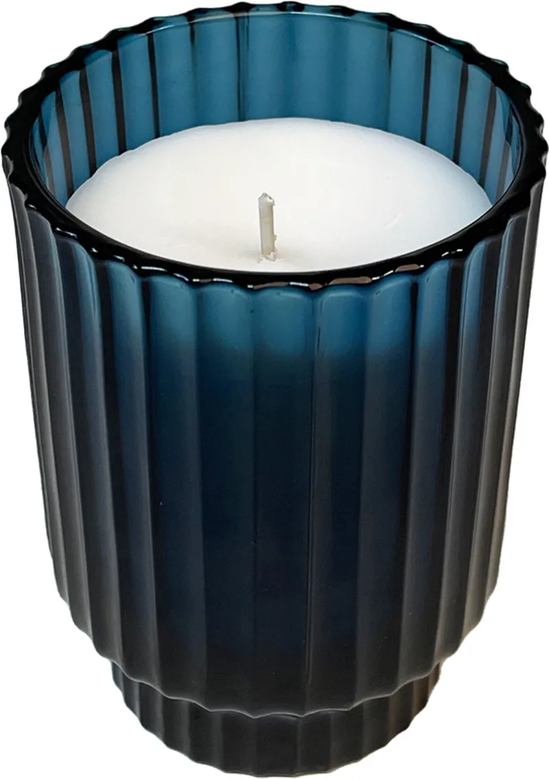 Volta Medium "Ocean Bliss" Geurkaars - in Glas - 60 branduren - Ø9 cm van XLBoom in Blauw – productfoto