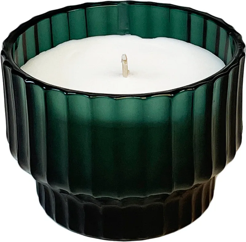Volta Small "Forest Mist" Geurkaars - in Glas - 30 branduren - Ø9,5 cm by XLBoom in Green – product photo
