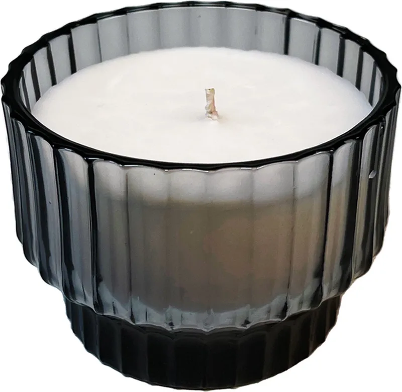 Volta Small "Morning Glow" Geurkaars - in Glas - 30 branduren - Grijs - Ø9,5 cm van XLBoom in Grijs – productfoto