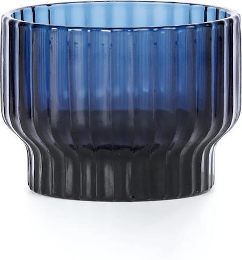 Volta Theelicht - in Glas - 9 × 9 × 7 cm van XLBoom in Blauw – productfoto