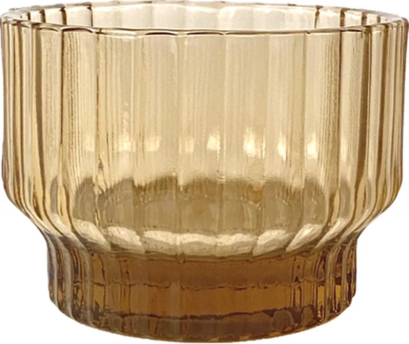 Volta Theelicht - in Glas - 9 × 9 × 7 cm fra XLBoom i Licht Amber – produktbillede