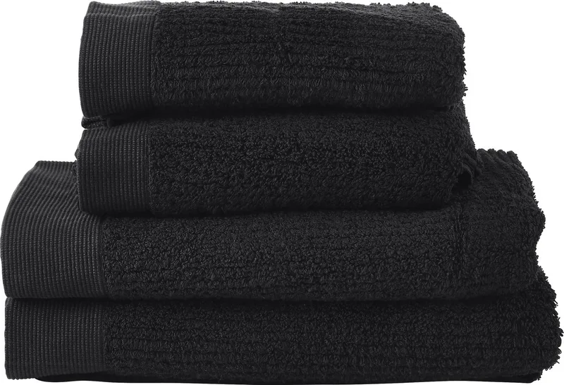Classic Handdoeken set - Set van 4 - Hoge Absorptie - 100% katoen - 600 g/m2 - 50 x 100 & 70 x 140 cm - Zwart by Zone Denmark in Black – product photo