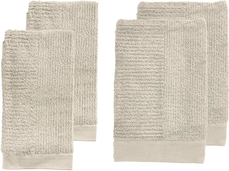 Classic Handdoeken set - Set van 4 - Hoge Absorptie - 100% katoen - 600 g/m2 - 50 x 100 & 70 x 140 cm de Zone Denmark en Sand – photo du produit