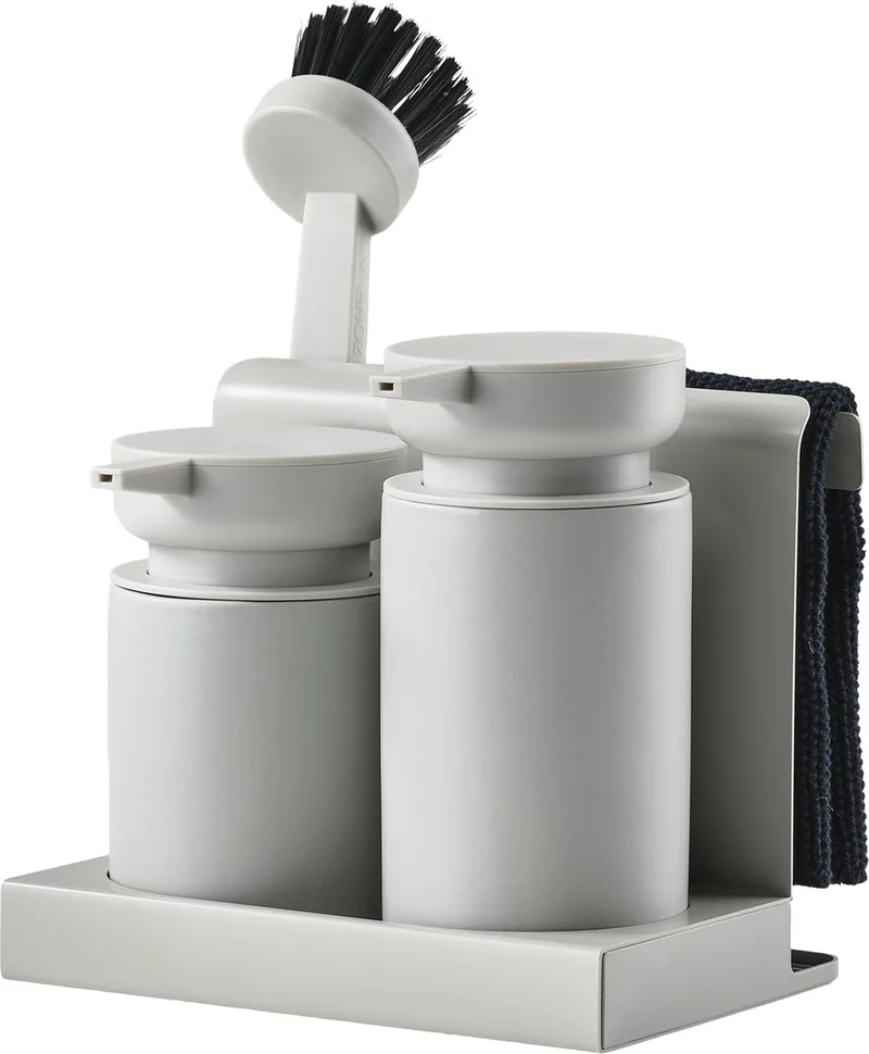 DIISH Afwasset met duo zeepdispenser voor afwasmiddel en handzeep- keukenorganizer - afwas set de Zone Denmark en Warm Grey – photo du produit
