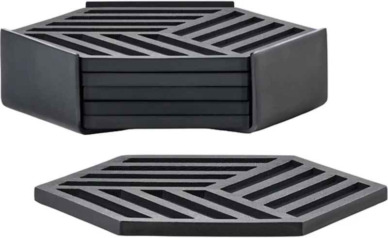 Hexagon Onderzetters 10 x 10 x 3,2 cm 6 stuks by Zone Denmark in Black – product photo