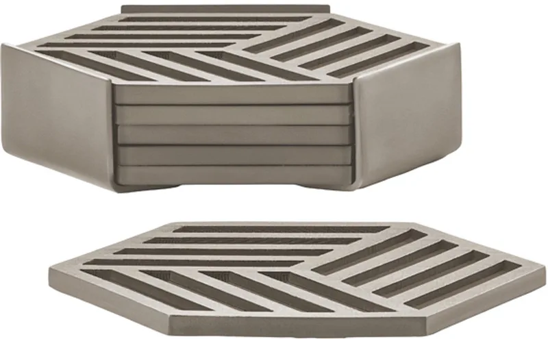 Hexagon Onderzetters 10 x 10 x 3,2 cm 6 stuks by Zone Denmark in Taupe – product photo
