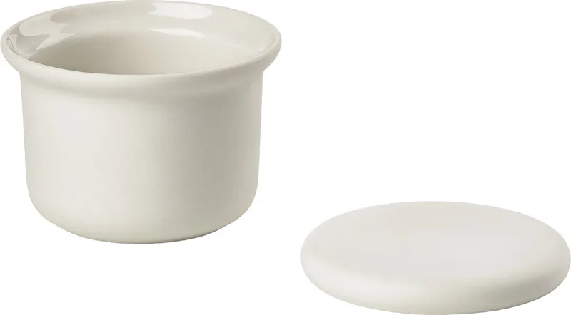 Inu Badkamer Beker met Deksel - Toilet & Badkamer Accessoires voor Wattenschijfjes, Make-up of Sieraden - 9 x 6,5 cm by Zone Denmark in Offwhite – product photo