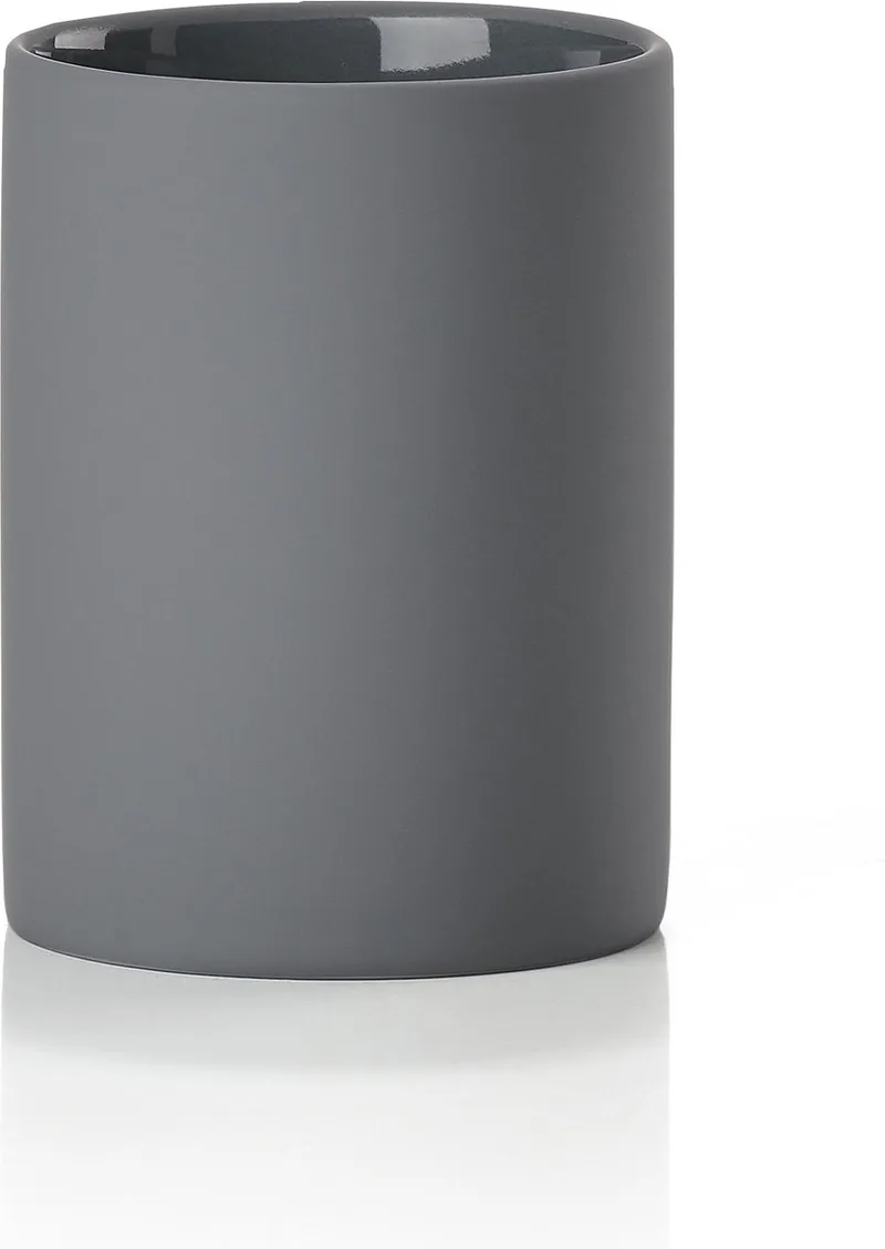 Karma Tandenborstelbeker - Beker voor Tandenborstels - Tandenborstelhouder - Toilet & Badkamer Accessoires - 10 x 7,6 cm - Grijs by Zone Denmark in Grey – product photo