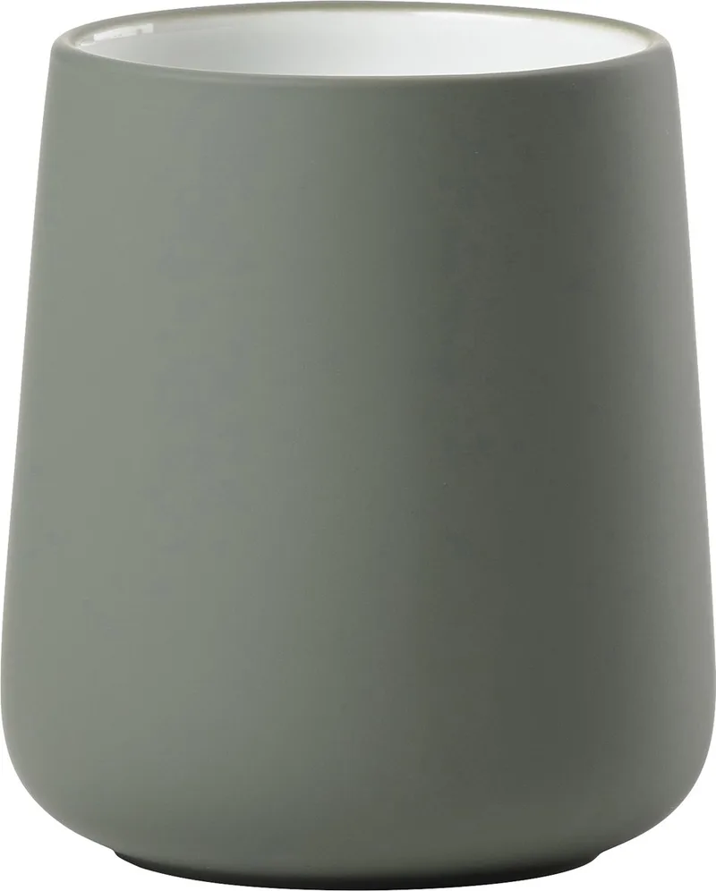 Nova Tandenborstelbeker - Beker voor Tandenborstels - Tandenborstelhouder - Toilet & Badkamer Accessoires - 10 x 8 cm - (groen) by Zone Denmark in Olive green – product photo