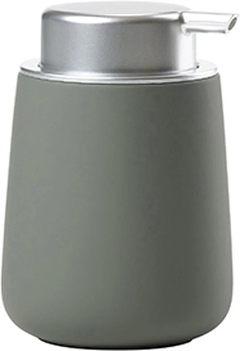 Nova Zeepdispenser - Zeeppompje Vrijstaand - Zeeppomp voor Badkamer, Keuken & Toilet - Toilet & Badkamer Accessoires - 250 ml - 11,5 x 8 cm - (grijs) van Zone Denmark in Olive green – productfoto
