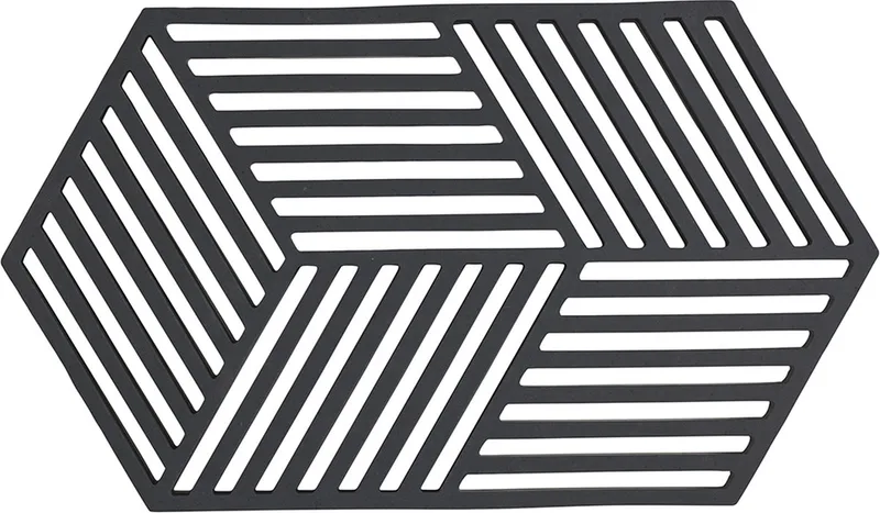 Pannenonderzetter Hexagon – Onderzetters Pannen – Hittebestendig tot 250°C – Vaatwasserbestendig – Siliconen – 24 x 14 x 0,9 cm – Zwart by Zone Denmark in Black – product photo