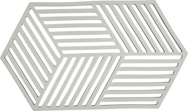 Pannenonderzetter Hexagon – Onderzetters Pannen – Hittebestendig tot 250°C – Vaatwasserbestendig – Siliconen – 24 x 14 x 0,9 cm fra Zone Denmark i Warm Grey – produktbillede