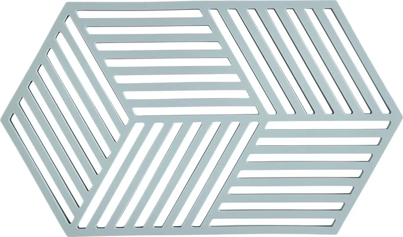 Pannenonderzetter Hexagon – Onderzetters Pannen – Hittebestendig tot 250°C – Vaatwasserbestendig – Siliconen – 24 x 14 x 0,9 cm von Zone Denmark in Fog blue – Produktfoto