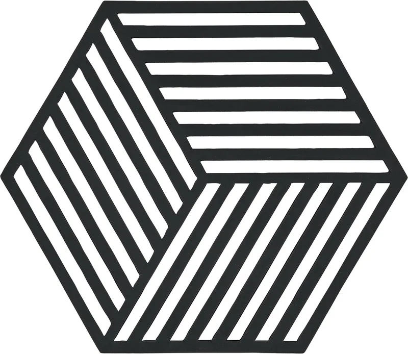 Pannenonderzetter Hexagon – Onderzetters Pannen – Hittebestendig tot 250°C – Vaatwasserbestendig – Siliconen – 16 x 14 x 0,9 cm – Zwart von Zone Denmark in Black – Produktfoto