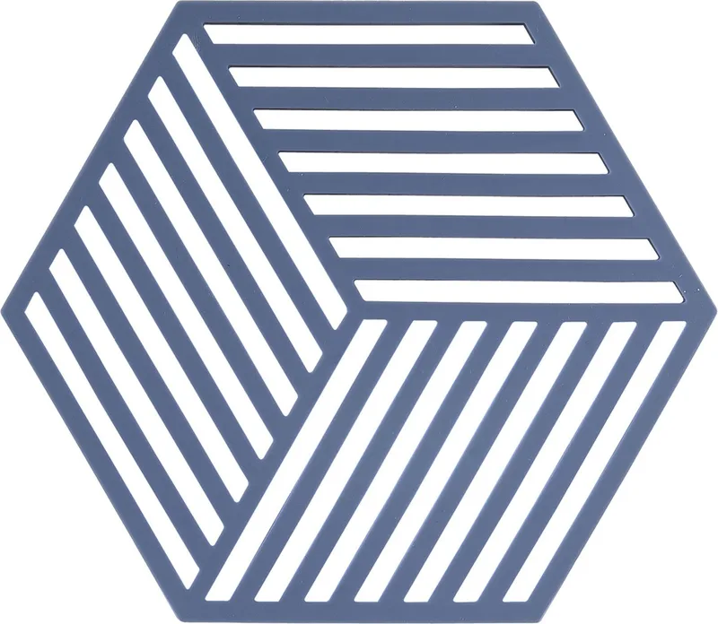Pannenonderzetter Hexagon – Onderzetters Pannen – Hittebestendig tot 250°C – Vaatwasserbestendig – Siliconen – 16 x 14 x 0,9 cm by Zone Denmark in Denim – product photo