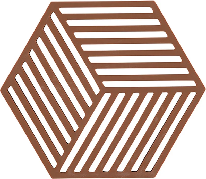 Pannenonderzetter Hexagon – Onderzetters Pannen – Hittebestendig tot 250°C – Vaatwasserbestendig – Siliconen – 16 x 14 x 0,9 cm van Zone Denmark in Terracotta – productfoto