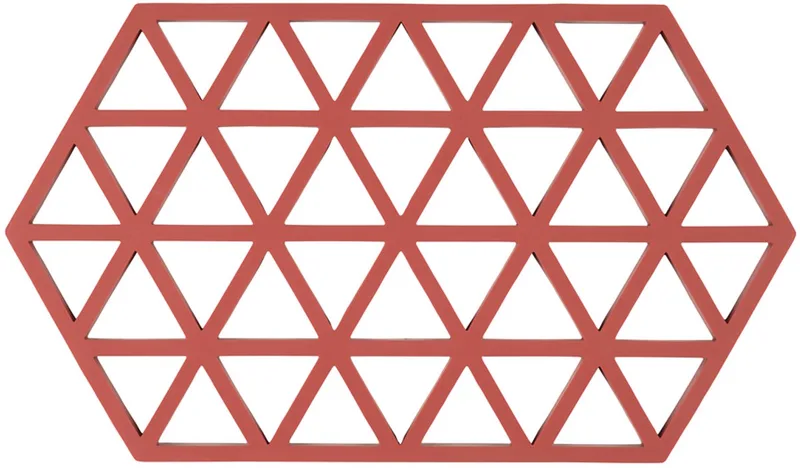 Pannenonderzetter Triangles – Onderzetters Pannen – Hittebestendig tot 250°C – Vaatwasserbestendig – Siliconen – 24 × 14 × 0,9 cm by Zone Denmark in Burned Red – product photo
