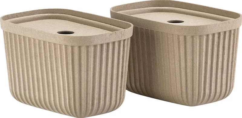 Pulp Opbergdoos 23 x 15 x 15 cm 2 stuks de Zone Denmark en Natural Brown – photo du produit