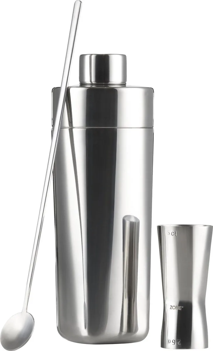 Rocks Cocktailset 3 delen Staal von Zone Denmark in Polished Steel – Produktfoto