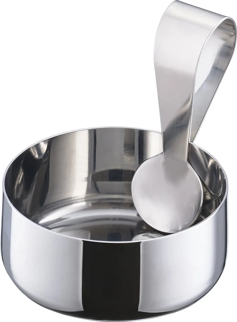 Rocks Delicatessenbakje met lepel Small Dia. 8,5 x 3,8 cm Gepolijst staal van Zone Denmark in Polished Steel – productfoto