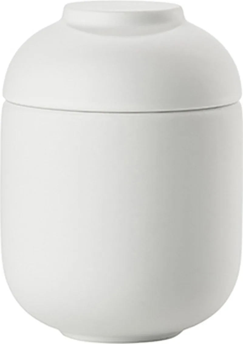 Sensu Badkamer Beker met Deksel - Toilet & Badkamer Accessoires voor Wattenschijfjes, Make-up of Sieraden - 6,5 x 9 cm - Wit by Zone Denmark in White – product photo