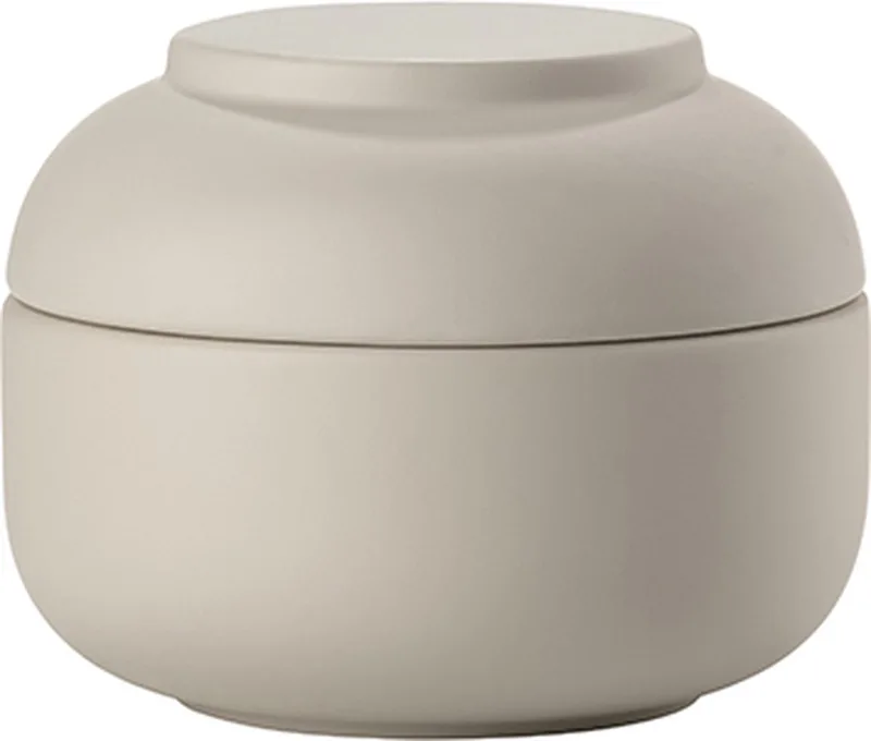Sensu Badkamer Beker met Deksel - Toilet & Badkamer Accessoires voor Wattenschijfjes, Make-up of Sieraden - 10 x 7,5 cm de Zone Denmark en Sand – photo du produit