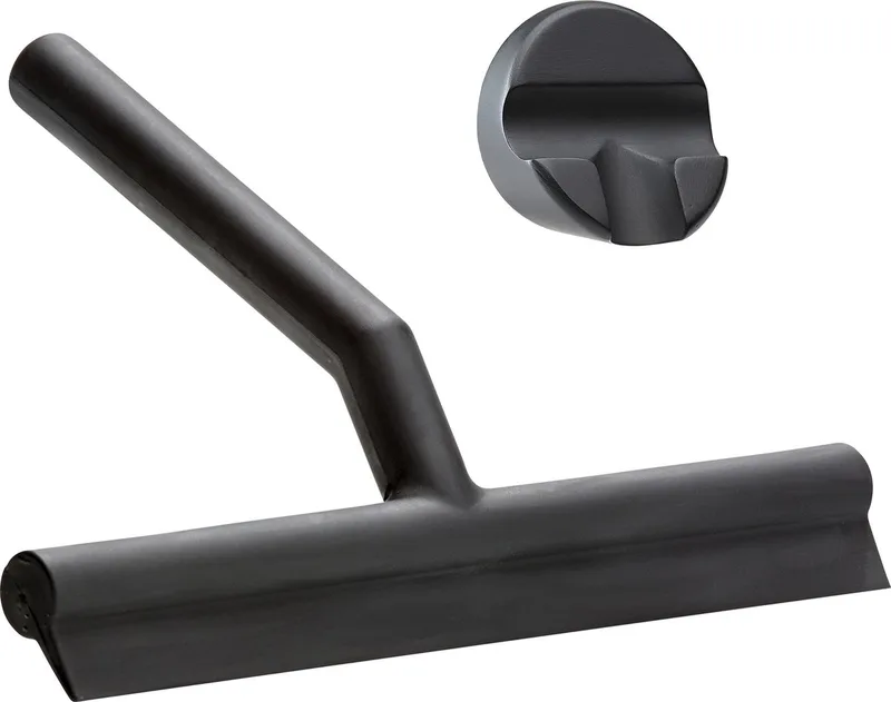 Solo Douchewisser – Wisser douche met Houder – Zelfklevende Ophanghaak – Trekker douche Silicone – Badkamer Accessoire – Anti-roest Design – Zwart – 21 x 17 x 3,5 cm de Zone Denmark en Black – photo du produit