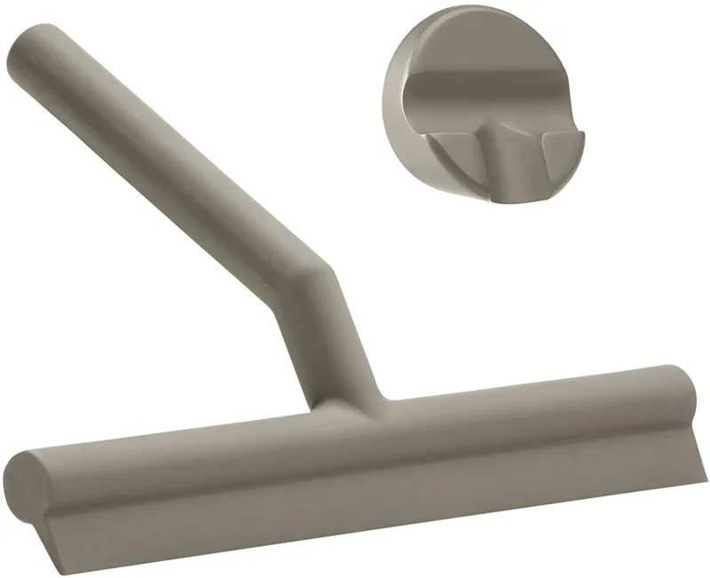 Solo Douchewisser – Wisser douche met Houder – Zelfklevende Ophanghaak – Trekker douche Silicone – Badkamer Accessoire – Anti-roest Design – (grijs) – 21 x 17 x 3,5 cm de Zone Denmark en Taupe – photo du produit