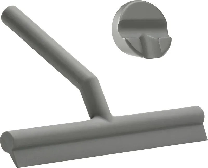 Solo Douchewisser – Wisser douche met Houder – Zelfklevende Ophanghaak – Trekker douche Silicone – Badkamer Accessoire – Anti-roest Design – Grijs – 21 x 17 x 3,5 cm de Zone Denmark en Grey – photo du produit