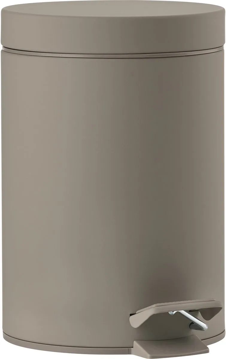 Solo Pedaalemmer - Prullenbak Badkamer - Afvalemmer Klein - Toilet & Badkamer Accessoires - Staal - 3 liter - 25 x 17 cm de Zone Denmark en Taupe – photo du produit