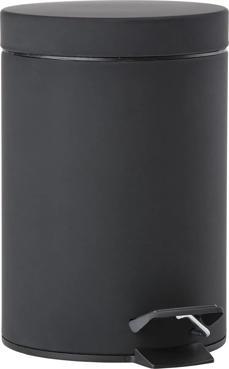 Solo Pedaalemmer - Prullenbak Badkamer - Afvalemmer Klein - Toilet & Badkamer Accessoires - Staal - 3 liter - 25 x 17 cm - Zwart de Zone Denmark en Black – photo du produit