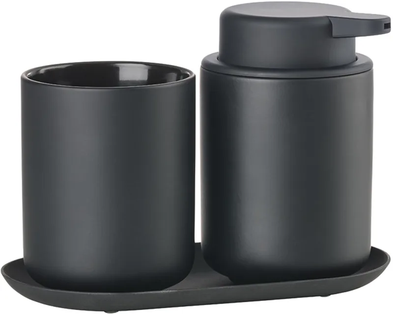 Ume Badkamerset 18 x 9,5 x 13,5 cm 3 delen by Zone Denmark in Black – product photo