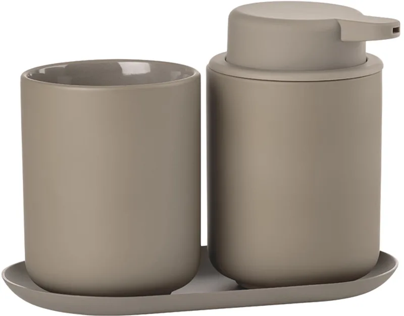 Ume Badkamerset 18 x 9,5 x 13,5 cm 3 delen by Zone Denmark in Taupe – product photo