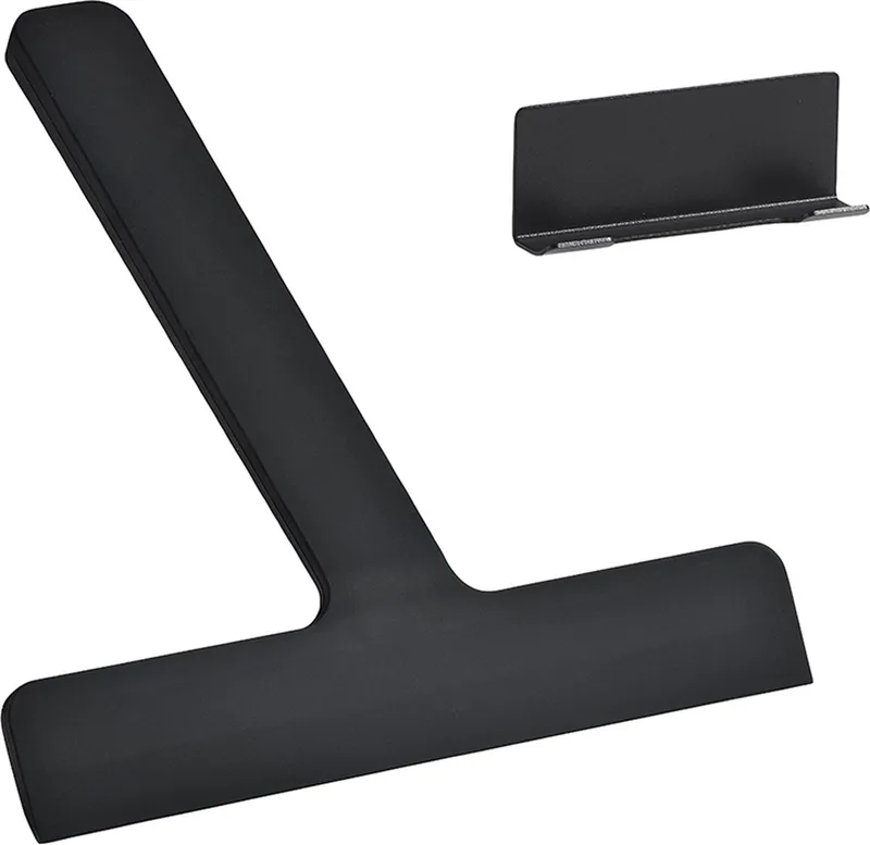 Ume Douchewisser – Wisser douche met Houder – Zelfklevende Ophanghaak – Trekker douche Silicone – Badkamer Accessoire – Anti-roest Design – Zwart – 24×22×2,2 cm by Zone Denmark in Black – product photo