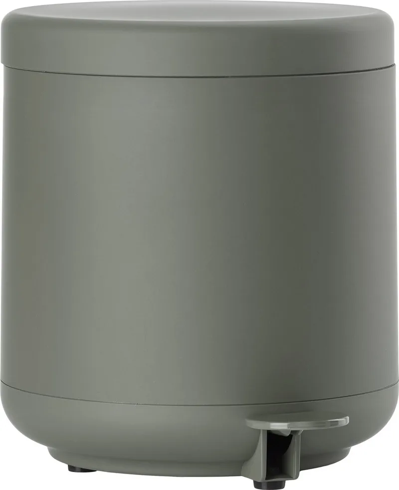 Ume Pedaalemmer - Prullenbak Badkamer Softclose - Afvalemmer Klein - Toilet & Badkamer Accessoires - Kunststof - 4 liter - 22 x 19,5 cm van Zone Denmark in Olive green – productfoto