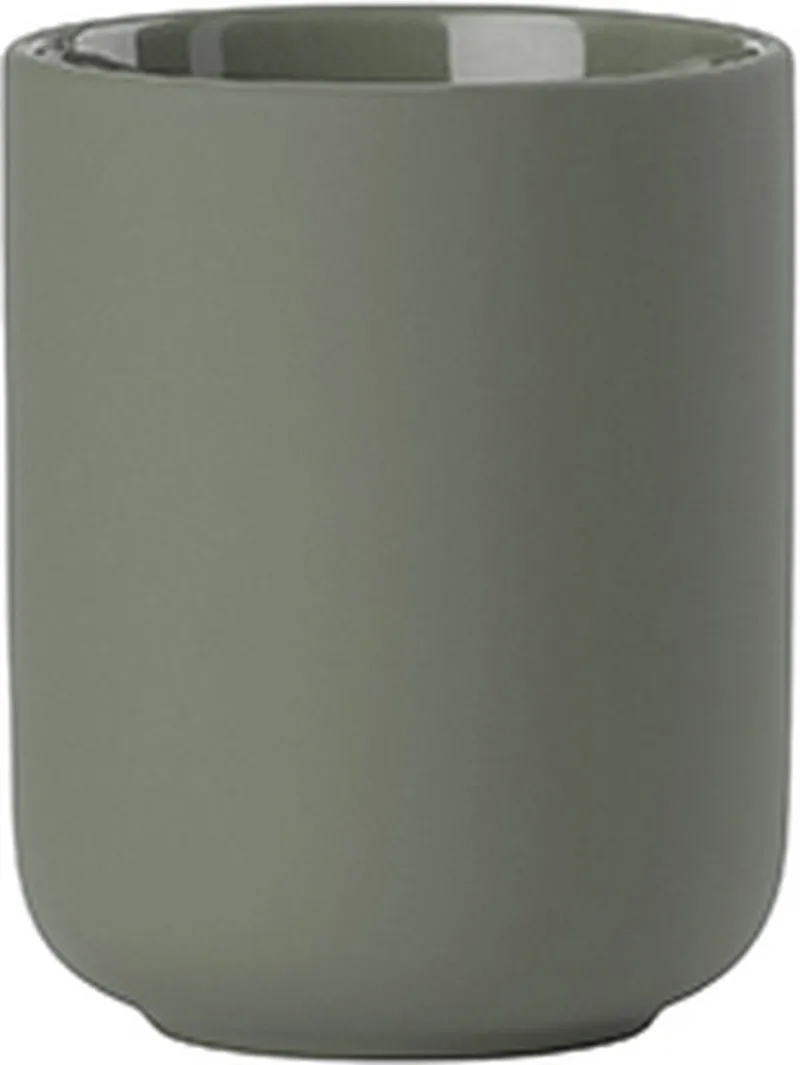 Ume Tandenborstelbeker - Beker voor Tandenborstels - Tandenborstelhouder - Toilet & Badkamer Accessoires - 10,3 x 8,3 cm - (groen) by Zone Denmark in Olive green – product photo