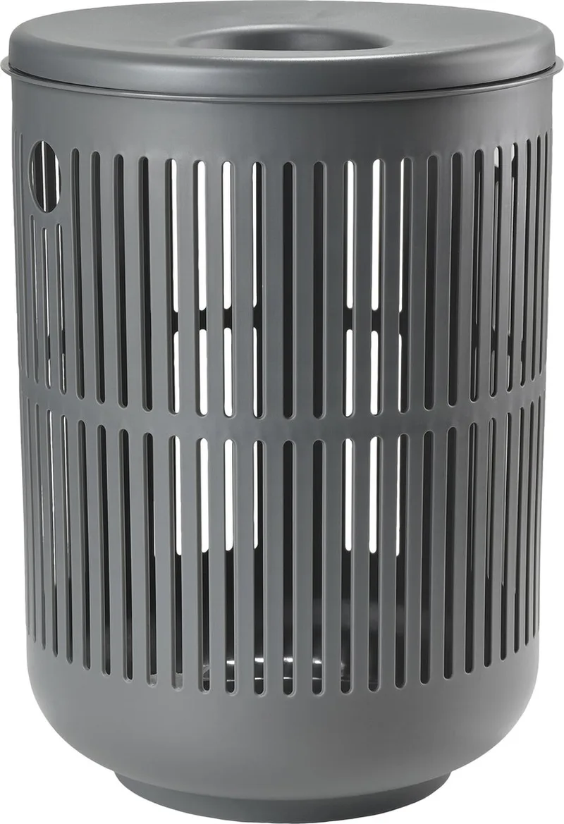 Ume Wasmand met Deksel - 60 liter - Grijs - Kunststof - Ronde Wasmand met Hengsel - Wasbox of Opbergmand by Zone Denmark in Grey – product photo