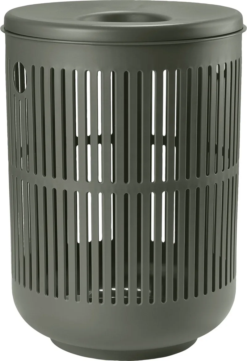 Ume Wasmand met Deksel - 60 liter - (groen) - Kunststof - Ronde Wasmand met Hengsel - Wasbox of Opbergmand de Zone Denmark en Olive green – photo du produit