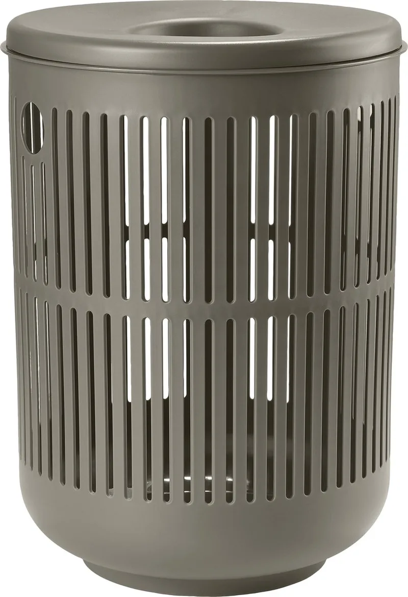 Ume Wasmand met Deksel - 60 liter - Kunststof - Ronde Wasmand met Hengsel - Wasbox of Opbergmand från Zone Denmark i Taupe – produktbild