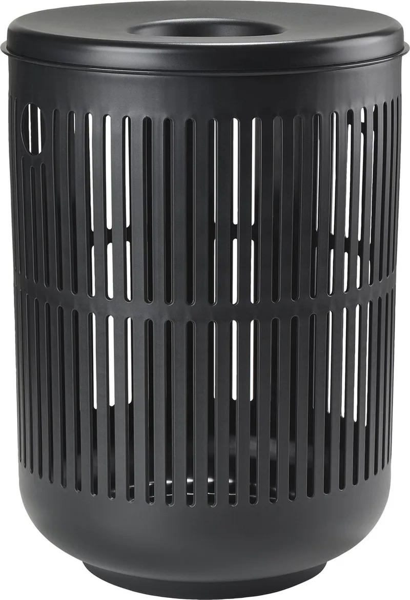 Ume Wasmand met Deksel - 60 liter - Zwart - Kunststof - Ronde Wasmand met Hengsel - Wasbox of Opbergmand de Zone Denmark en Black – photo du produit