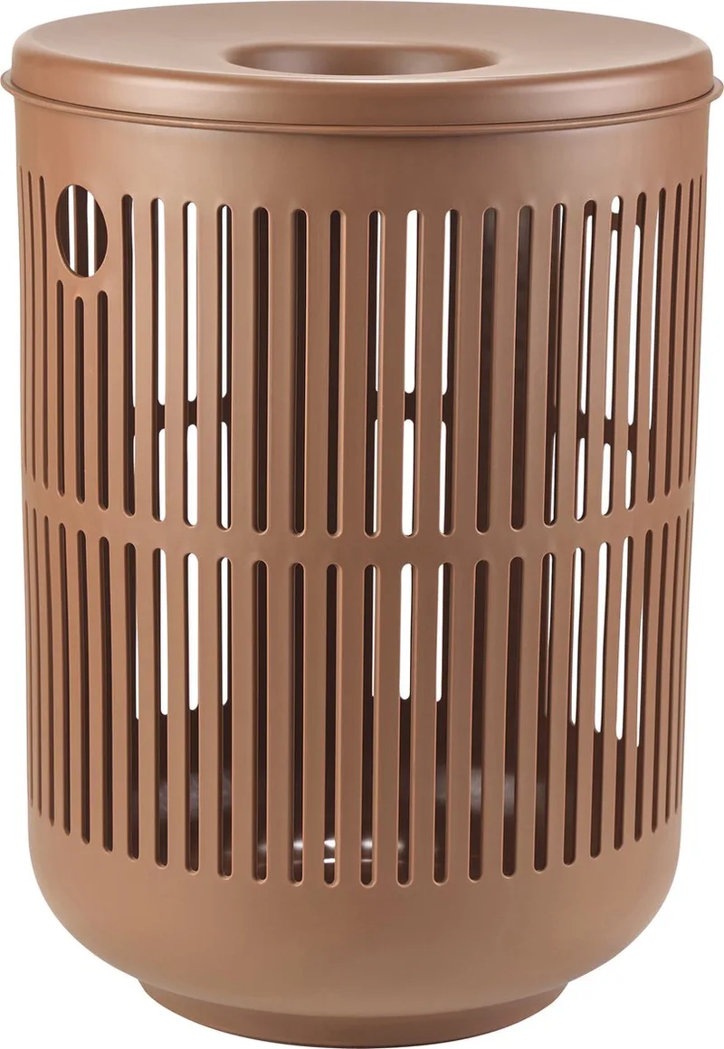 Ume Wasmand met Deksel - Ronde Wasmand met Hengsel - Wasbox of Opbergmand - Kunststof - 60 liter by Zone Denmark in Terracotta – product photo