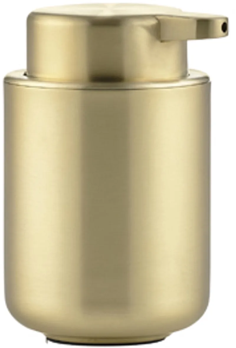Ume Zeepdispenser - Zeeppompje Vrijstaand - Zeeppomp voor Badkamer, Keuken & Toilet - Toilet & Badkamer Accessoires - 250 ml - 12,8 x 8,3 cm - Goud by Zone Denmark in Brass – product photo