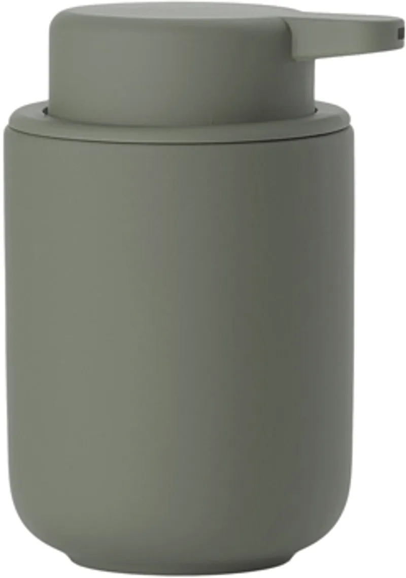Ume Zeepdispenser - Zeeppompje Vrijstaand - Zeeppomp voor Badkamer, Keuken & Toilet - Toilet & Badkamer Accessoires - 250 ml - 12,8 x 8,3 cm - (groen) by Zone Denmark in Olive green – product photo