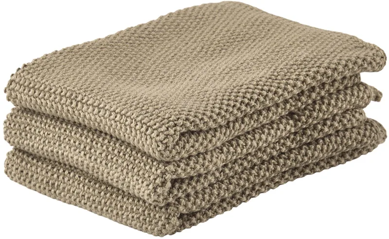 Vaatdoek 27 x 27 cm 3 stuks by Zone Denmark in Khaki – product photo