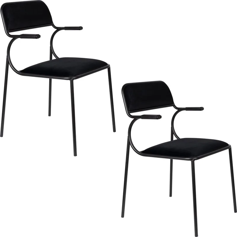 Alba Eetkamerstoelen armleuning Zwart/Zwart - Set van 2 de Zuiver en Zwart – photo du produit