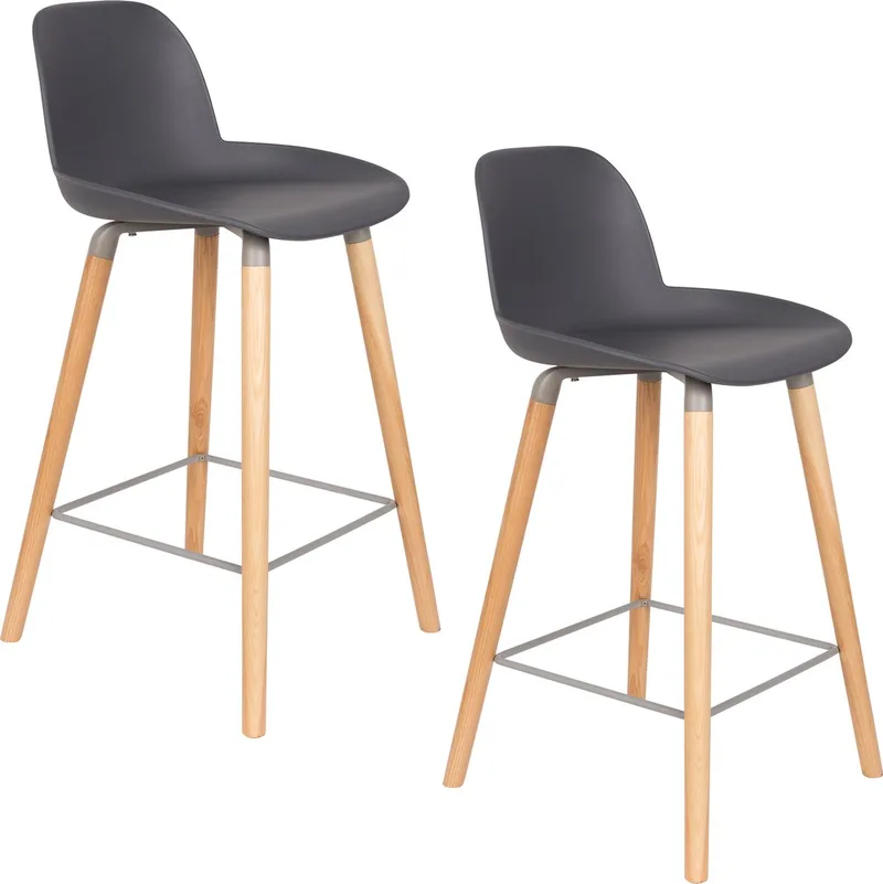 Albert Kuip Barkrukken 65 cm Donkergrijs - Set van 2 de Zuiver en Grijs – photo du produit