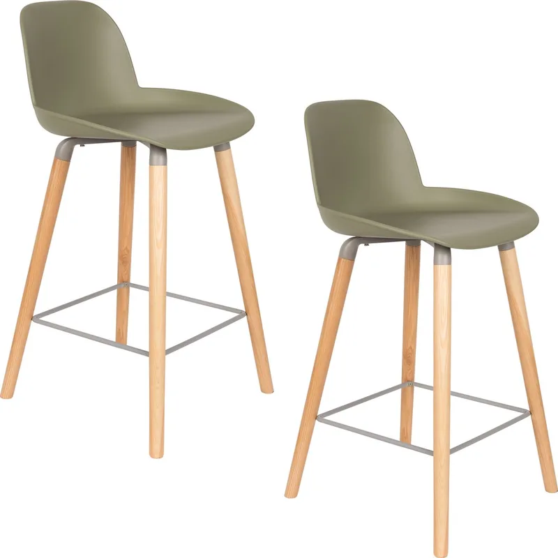 Albert Kuip Barkrukken rugleuning 65 cm - Set van 2 van Zuiver in Groen – productfoto