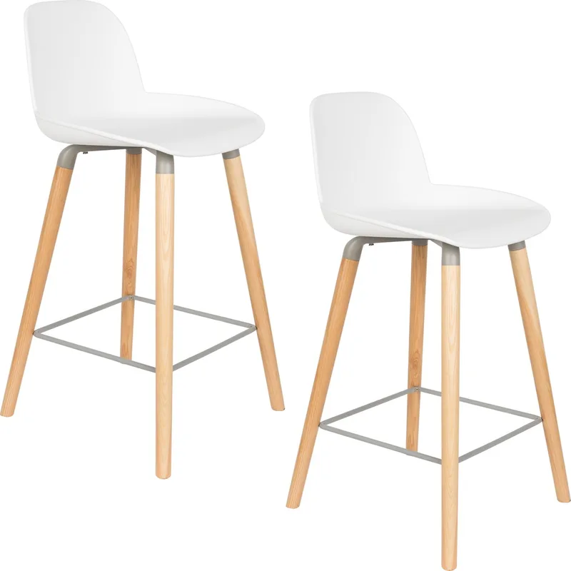 Albert Kuip Barkrukken rugleuning 65 cm - Set van 2 de Zuiver en Wit – photo du produit