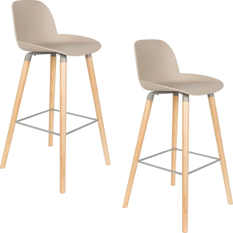 Albert Kuip Barkrukken rugleuning 75 cm - Set van 2 van Zuiver in Taupe – productfoto