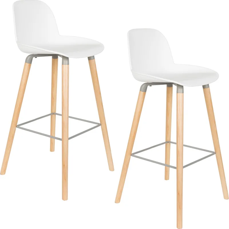 Albert Kuip Barkrukken rugleuning 75 cm - Set van 2 de Zuiver en Wit – photo du produit